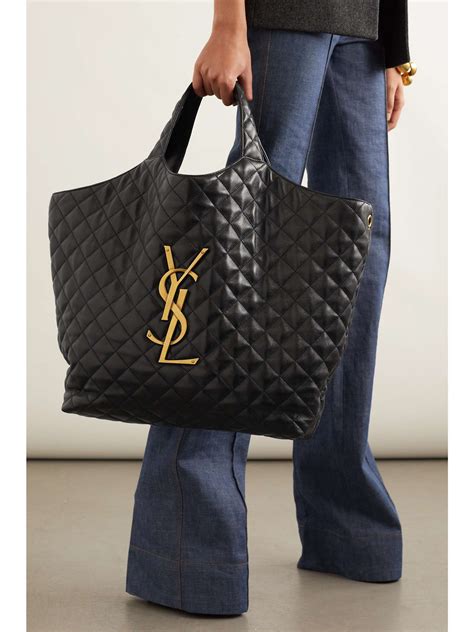 ysl canvas handbag|YSL large quilted tote bag.